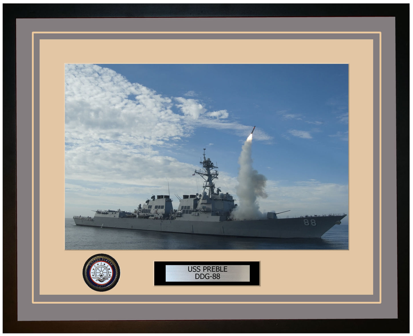 USS PREBLE DDG-88 Framed Navy Ship Photo Grey
