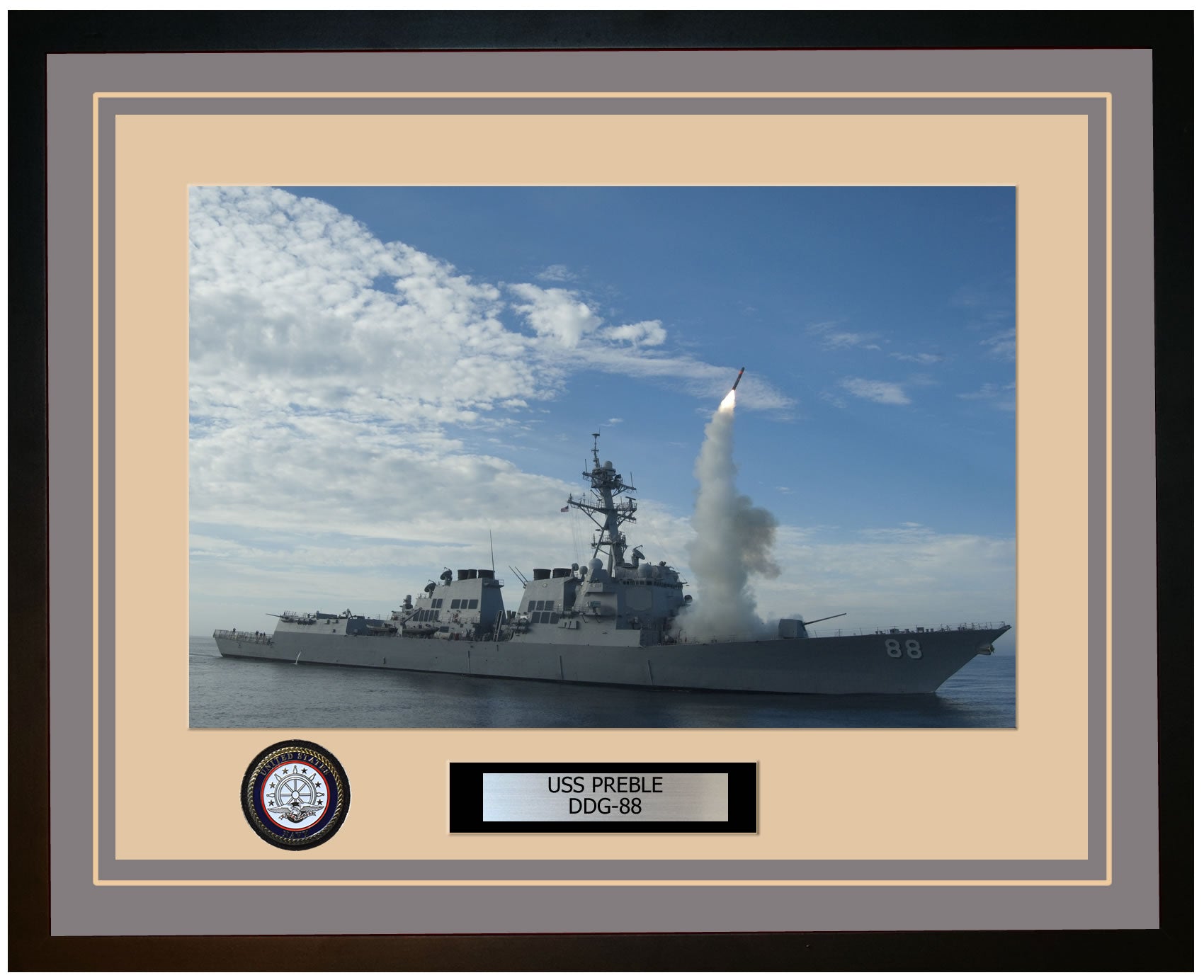 USS PREBLE DDG-88 Framed Navy Ship Photo Grey
