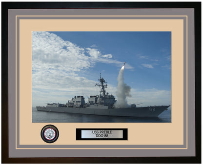 USS PREBLE DDG-88 Framed Navy Ship Photo Grey