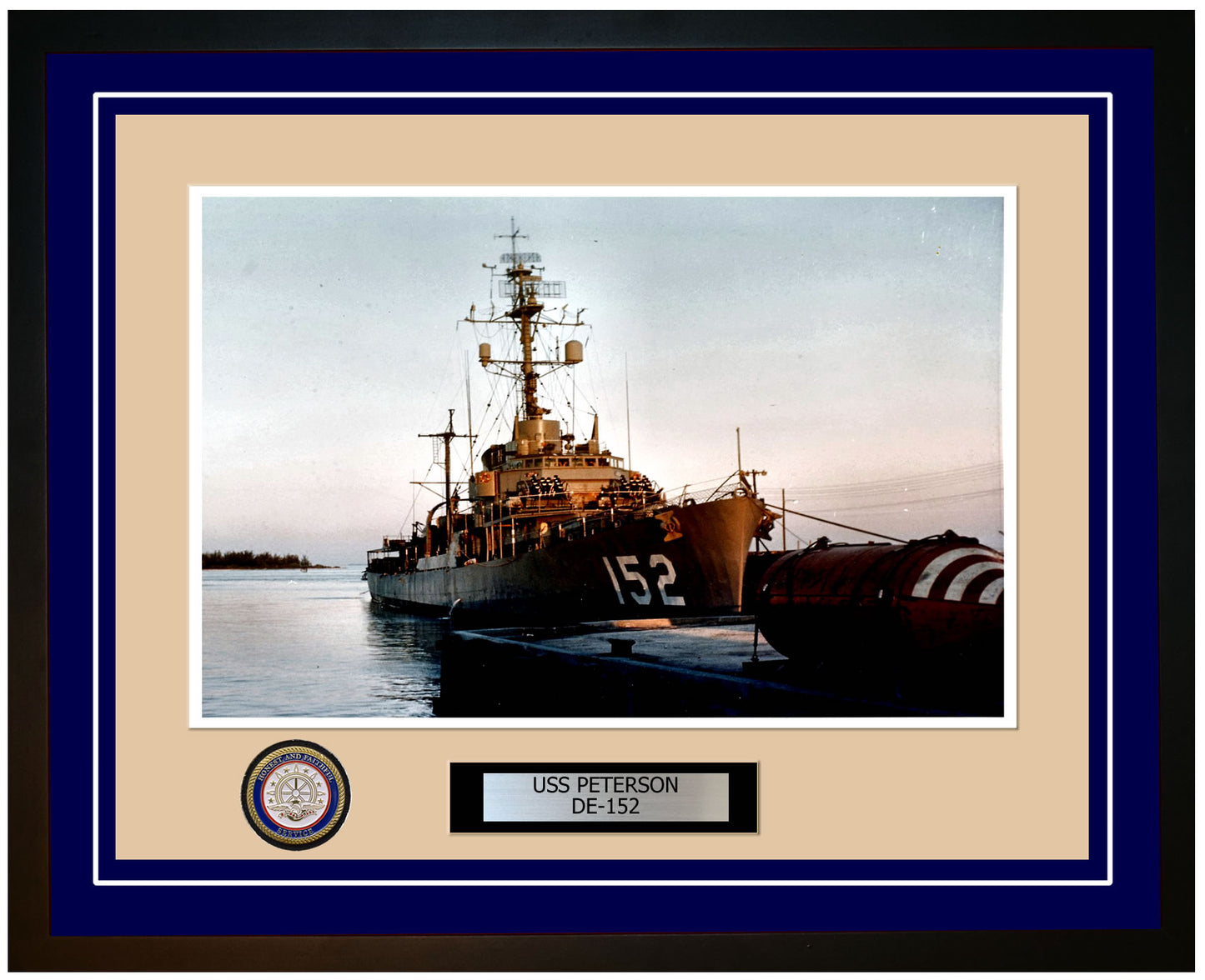 USS Peterson DE-152 Framed Navy Ship Photo Blue