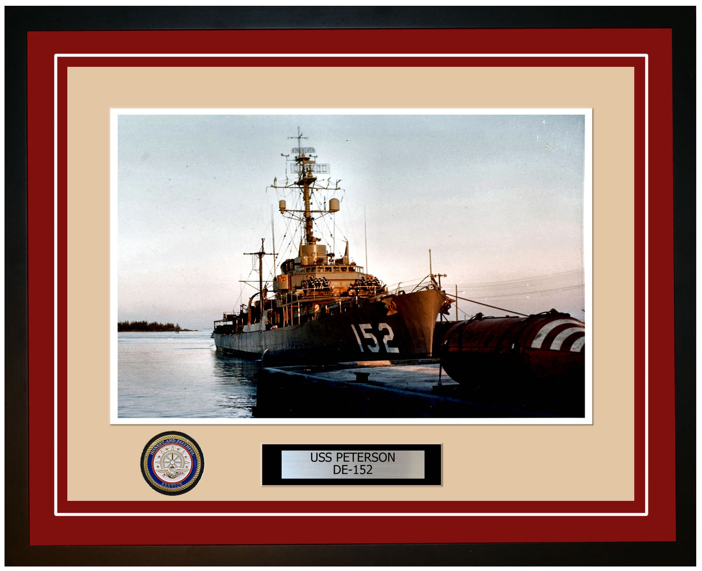 USS Peterson DE-152 Framed Navy Ship Photo Burgundy
