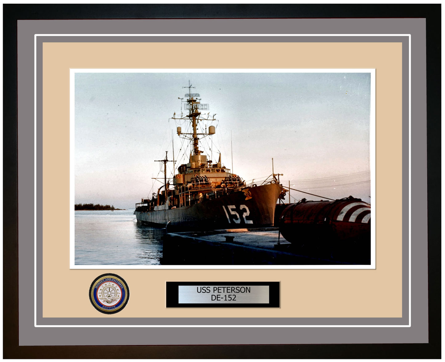 USS Peterson DE-152 Framed Navy Ship Photo Grey