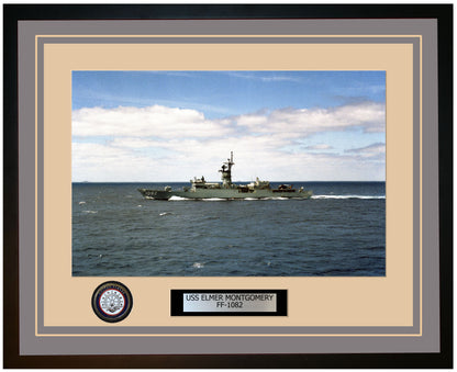USS ELMER MONTGOMERY FF-1082 Framed Navy Ship Photo Grey