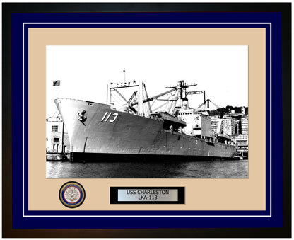 USS Charleston LKA-113 Framed Navy Ship Photo Blue