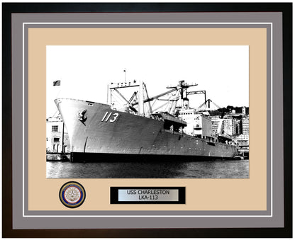USS Charleston LKA-113 Framed Navy Ship Photo Grey
