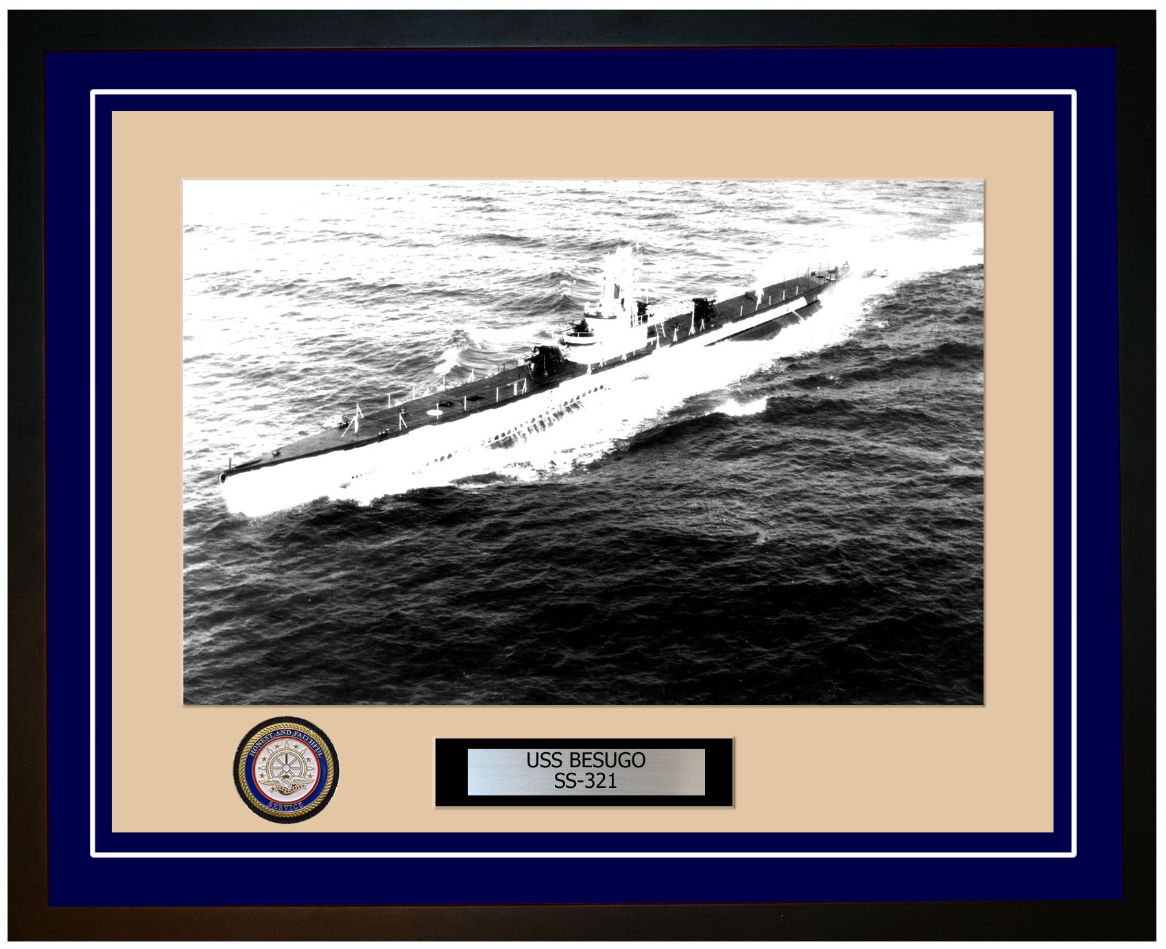 USS Besugo SS-321 Framed Navy Ship Photo Blue
