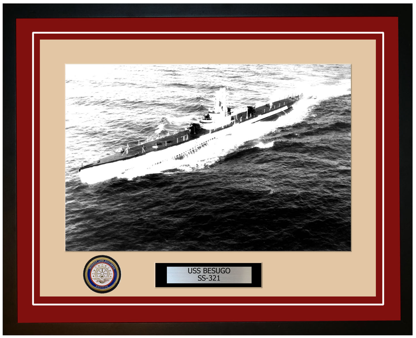 USS Besugo SS-321 Framed Navy Ship Photo Burgundy