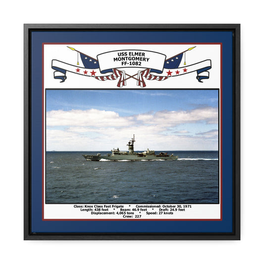 USS Elmer Montgomery FF-1082 Navy Floating Frame Photo Front View