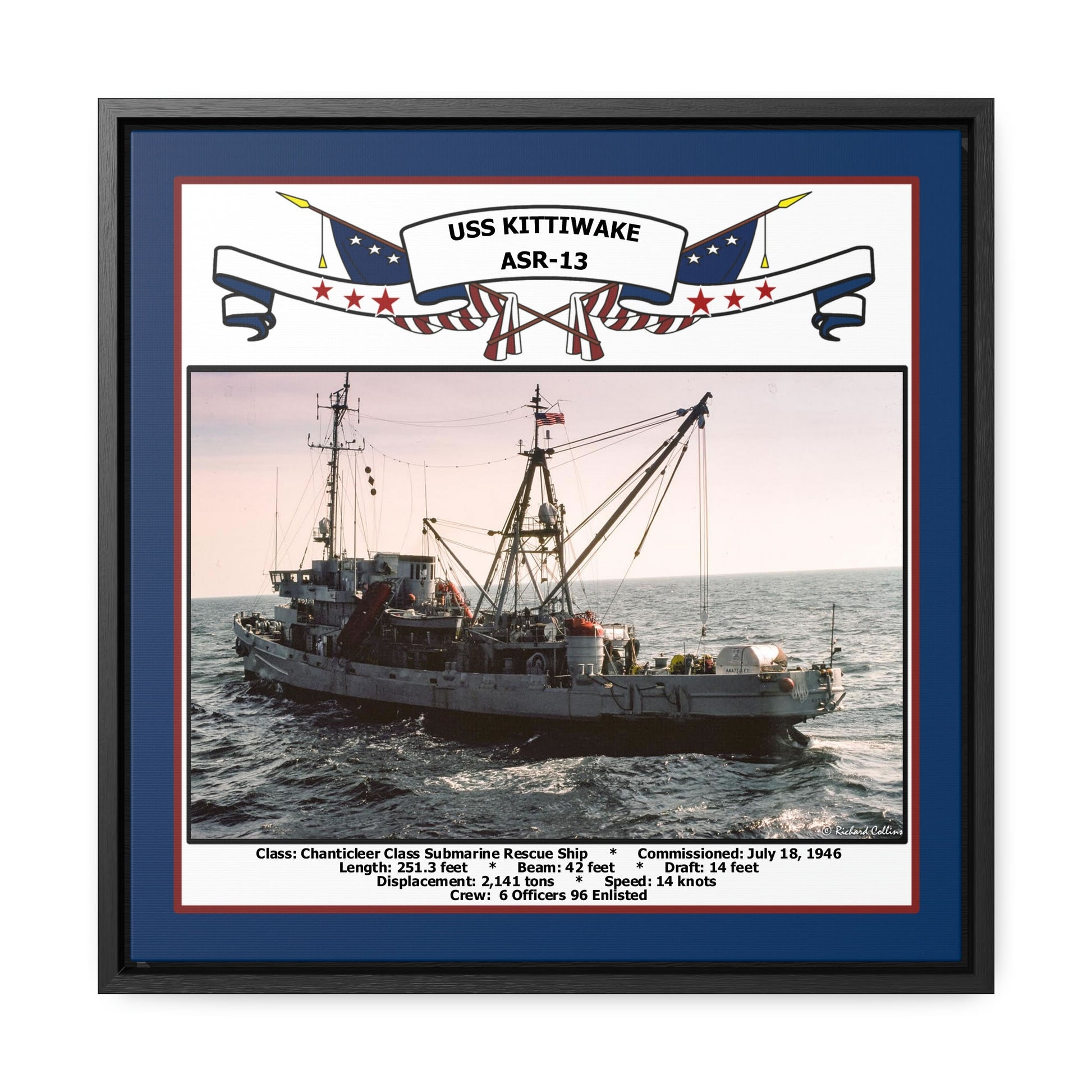 USS Kittiwake ASR-13 Navy Floating Frame Photo Front View