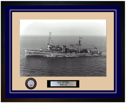 USS PETREL ASR-14 Framed Navy Ship Photo Blue