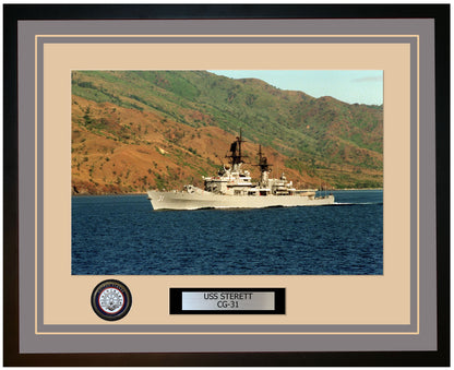 USS STERETT CG-31 Framed Navy Ship Photo Grey