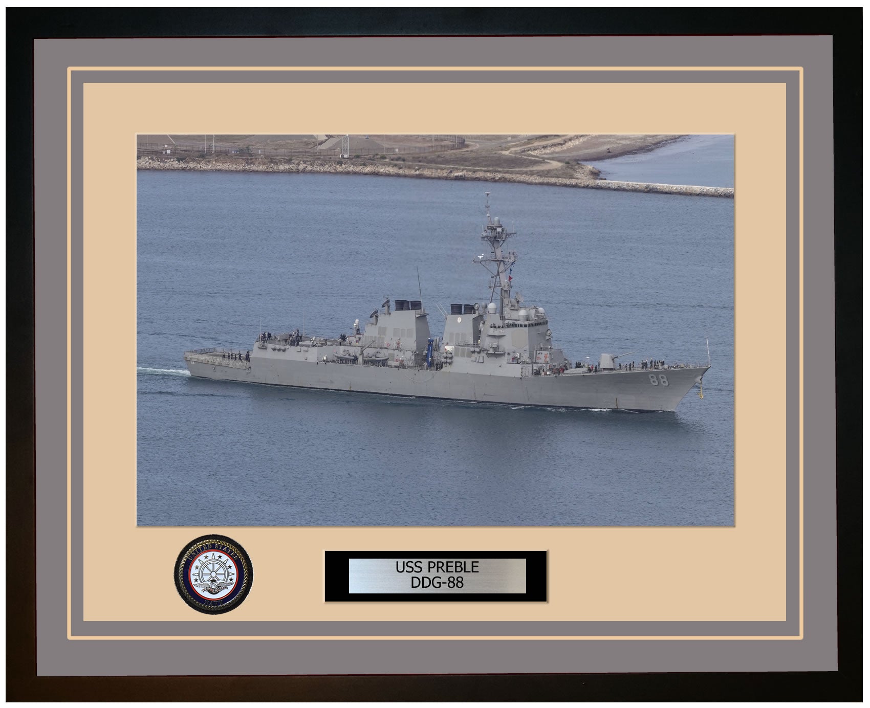 USS PREBLE DDG-88 Framed Navy Ship Photo Grey