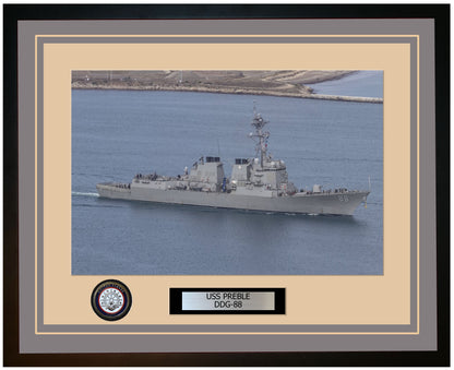 USS PREBLE DDG-88 Framed Navy Ship Photo Grey