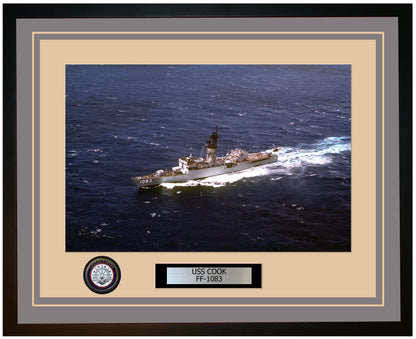 USS COOK FF-1083 Framed Navy Ship Photo Grey