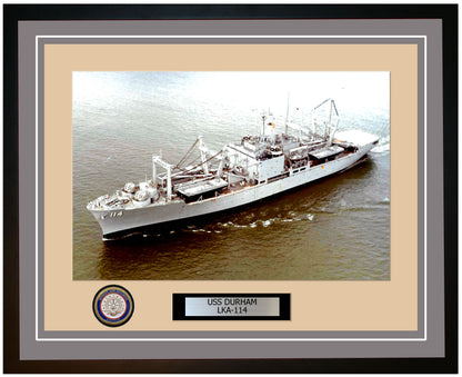 USS Durham LKA-114 Framed Navy Ship Photo Grey