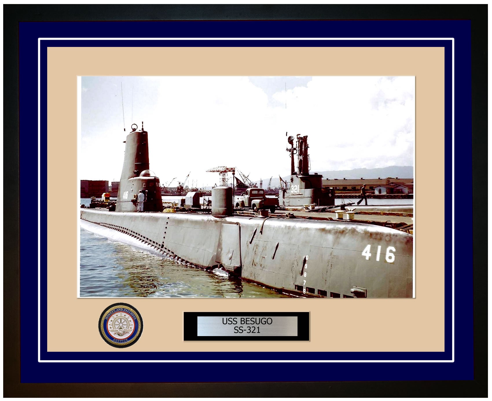 USS Besugo SS-321 Framed Navy Ship Photo Blue