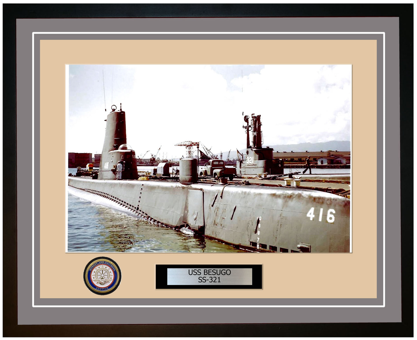 USS Besugo SS-321 Framed Navy Ship Photo Grey