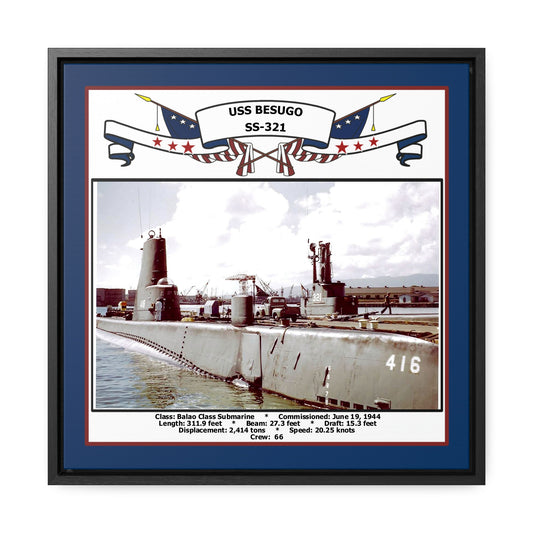 USS Besugo SS-321 Navy Floating Frame Photo Front View