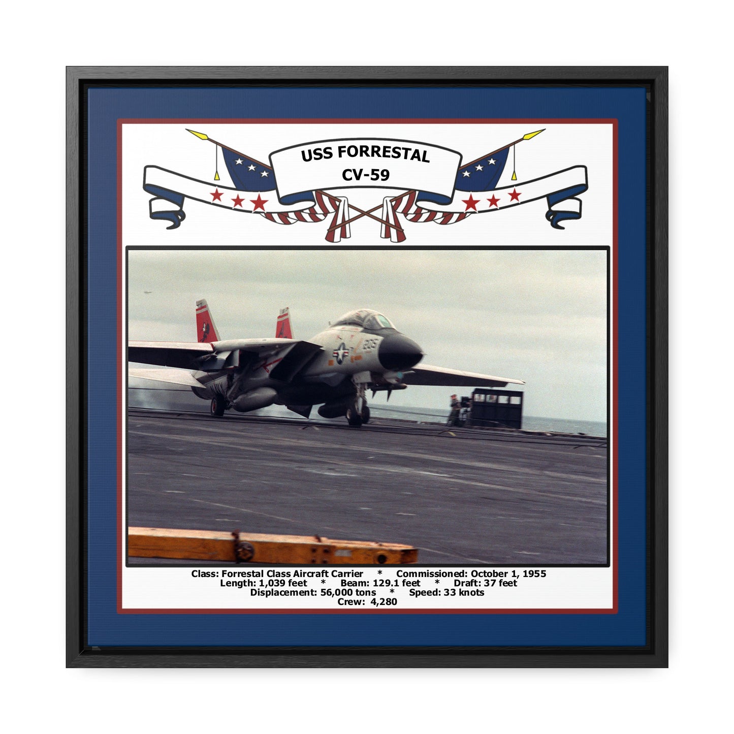 USS Forrestal CV-59 Navy Floating Frame Photo Front View