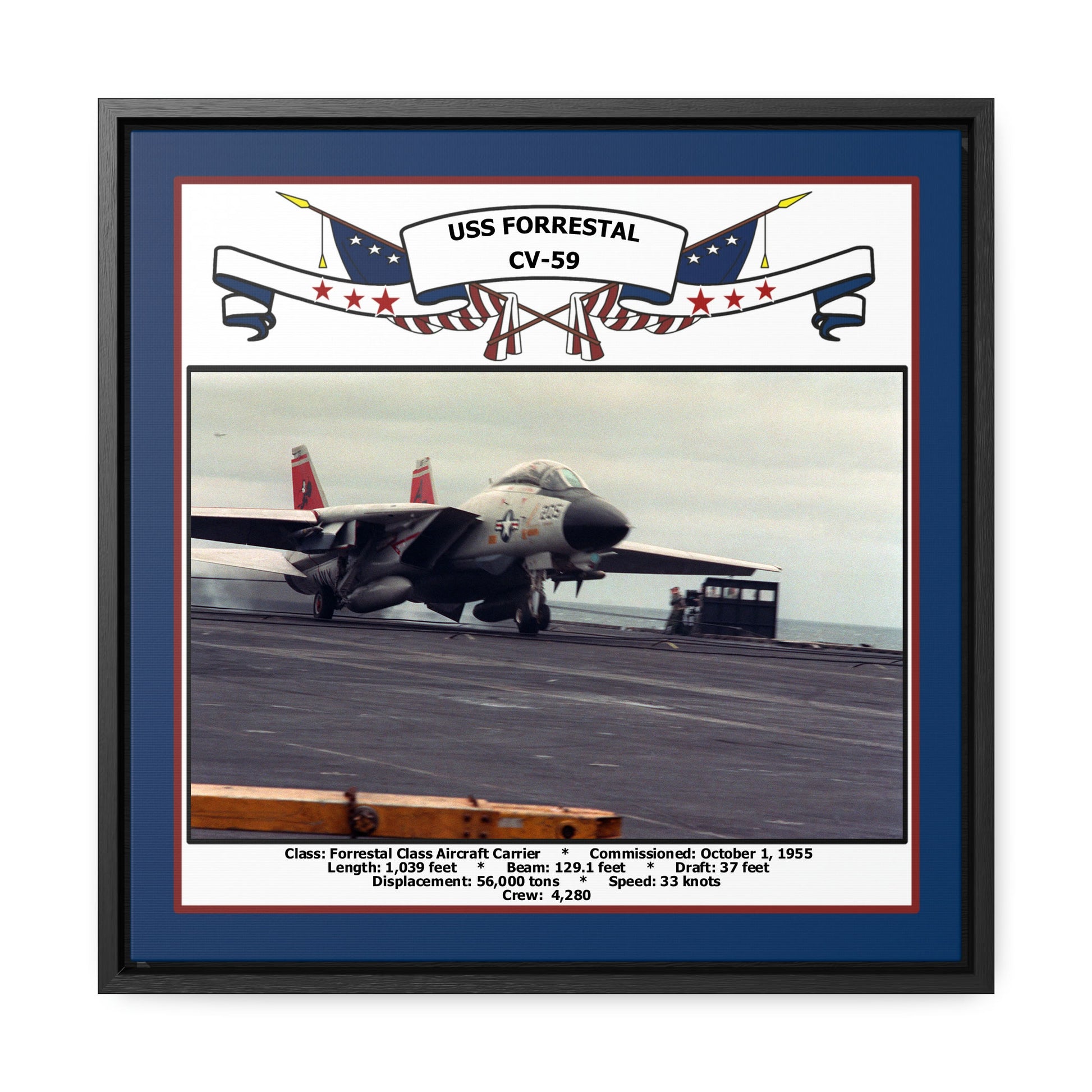 USS Forrestal CV-59 Navy Floating Frame Photo Front View
