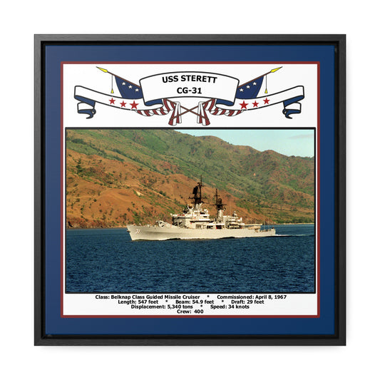 USS Sterett CG-31 Navy Floating Frame Photo Front View