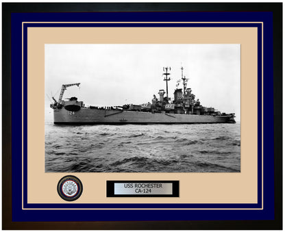 USS ROCHESTER CA-124 Framed Navy Ship Photo Blue