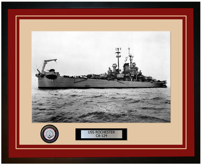 USS ROCHESTER CA-124 Framed Navy Ship Photo Burgundy