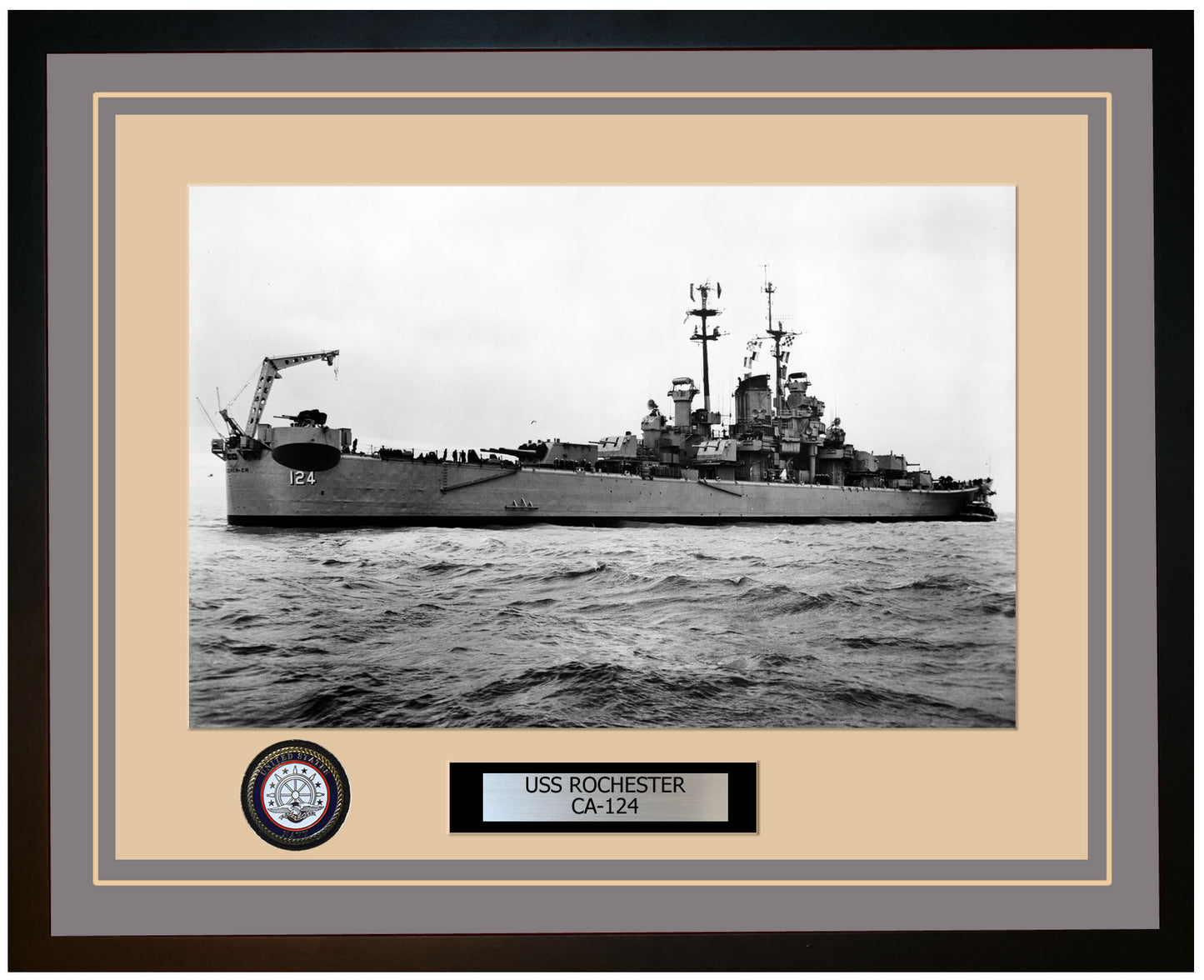 USS ROCHESTER CA-124 Framed Navy Ship Photo Grey