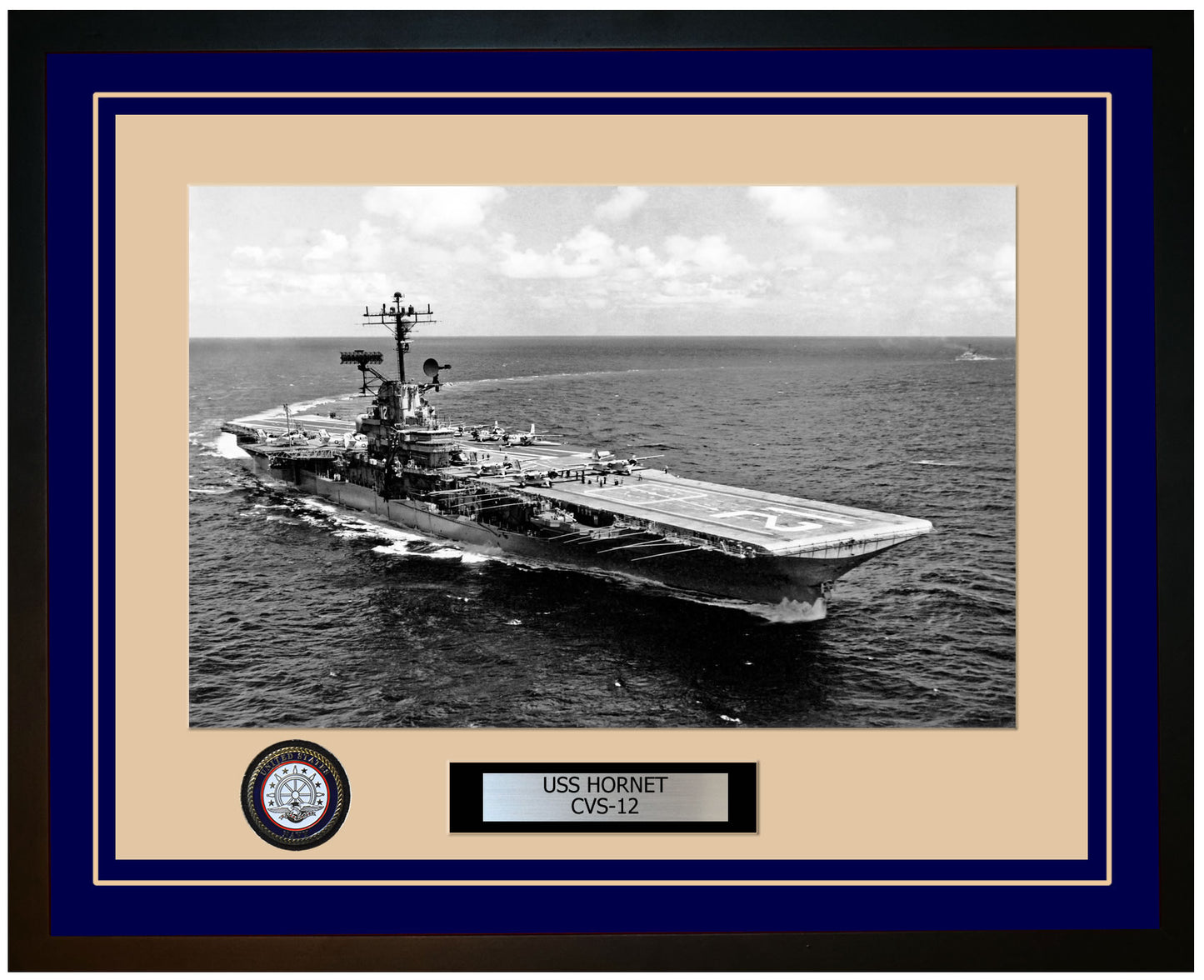 USS HORNET CVS-12 Framed Navy Ship Photo Blue
