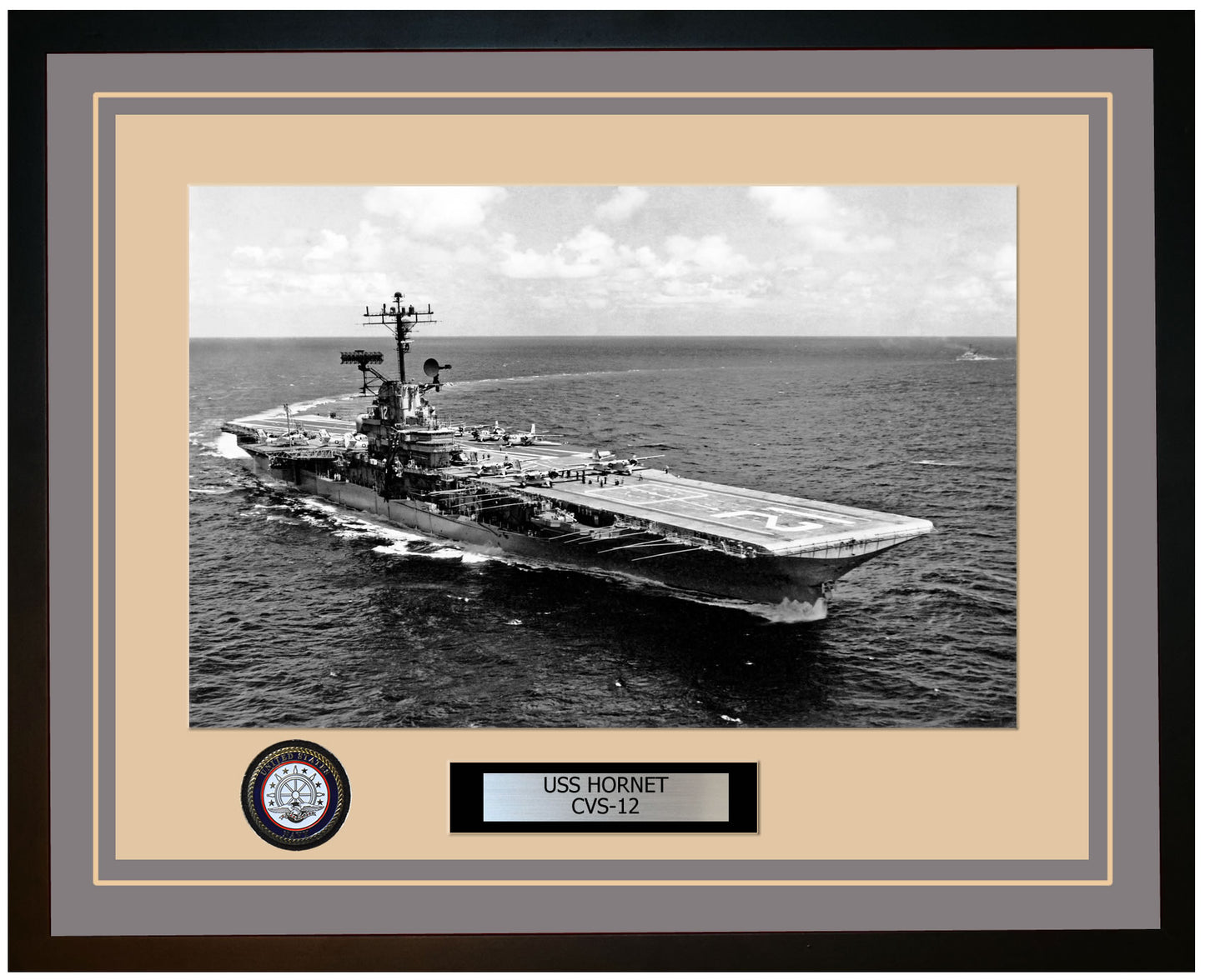 USS HORNET CVS-12 Framed Navy Ship Photo Grey