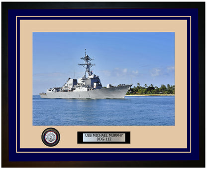 USS MICHAEL MURPHY DDG-112 Framed Navy Ship Photo Blue
