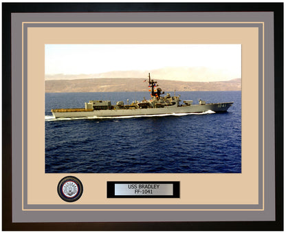 USS BRADLEY FF-1041 Framed Navy Ship Photo Grey