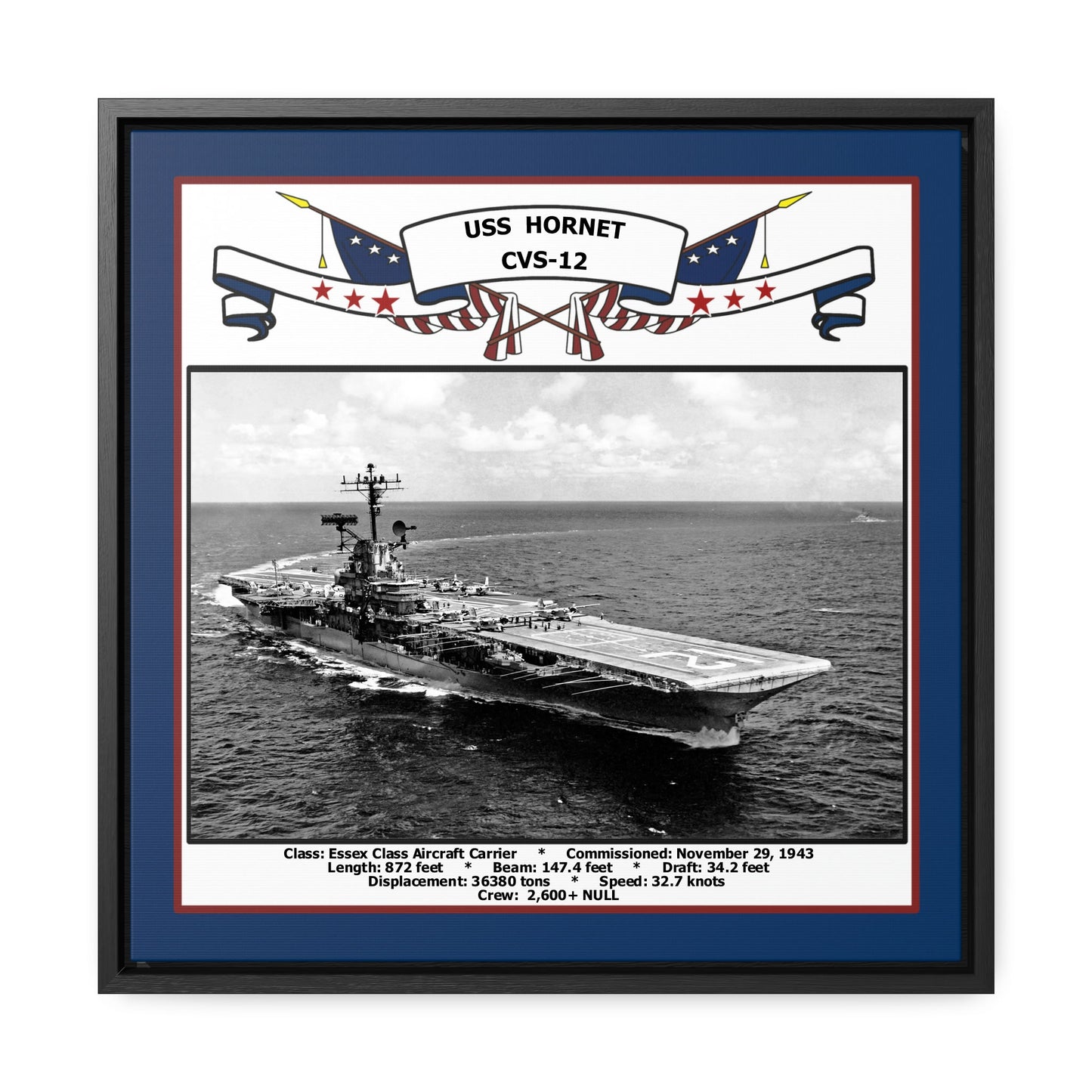 USS Hornet CVS-12 Navy Floating Frame Photo Front View