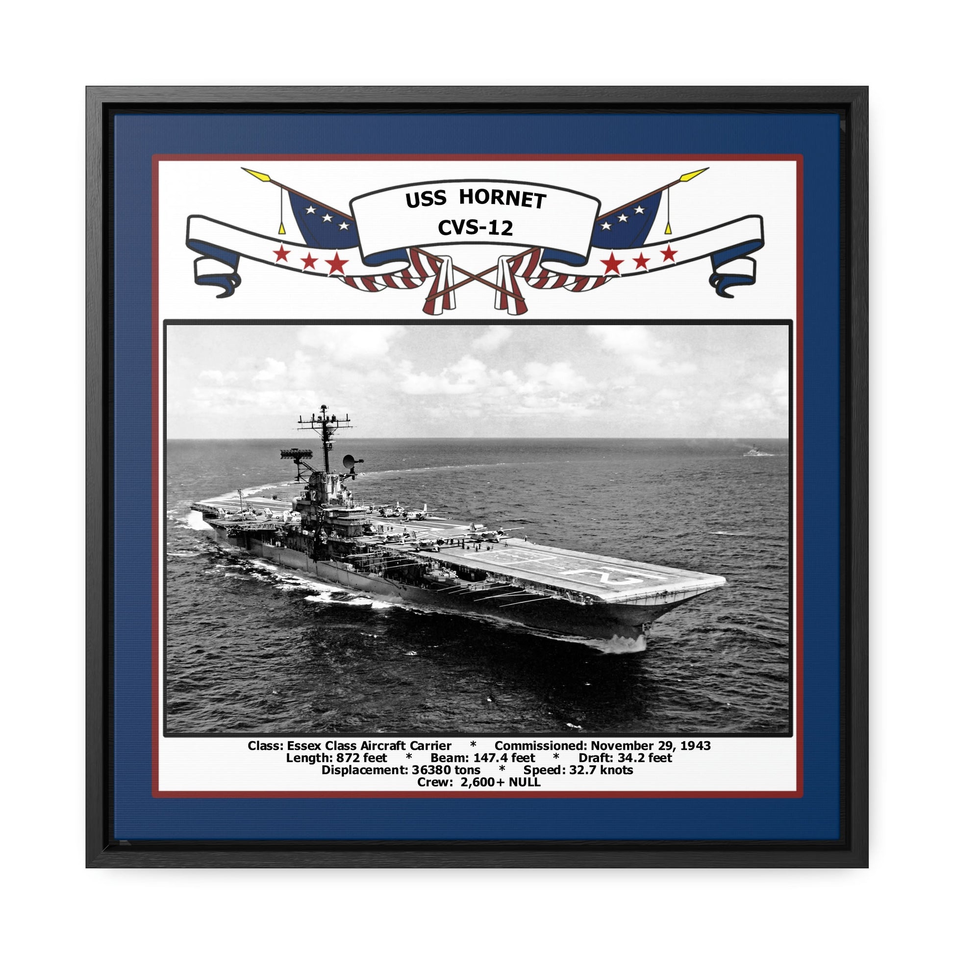USS Hornet CVS-12 Navy Floating Frame Photo Front View