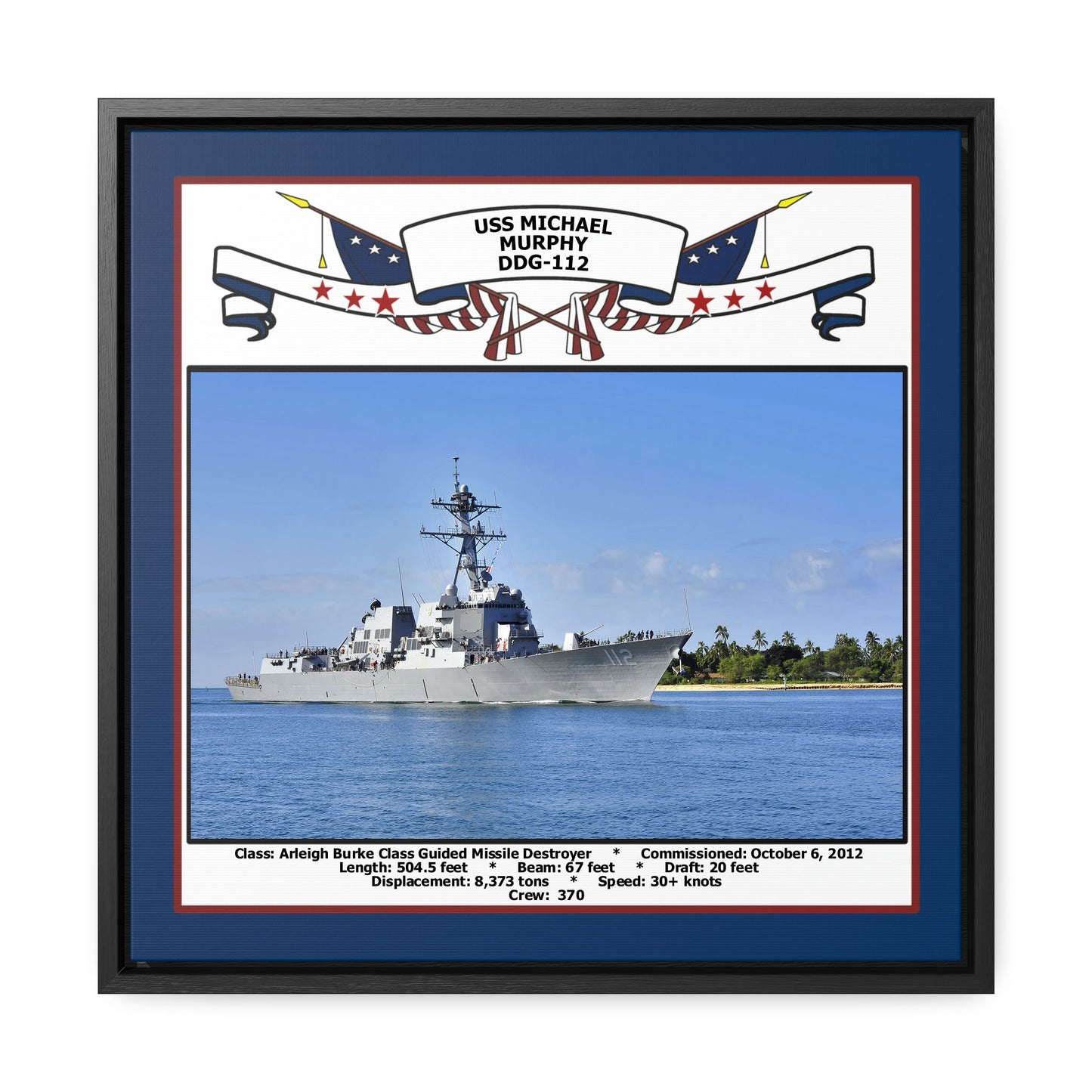 USS Michael Murphy DDG-112 Navy Floating Frame Photo Front View