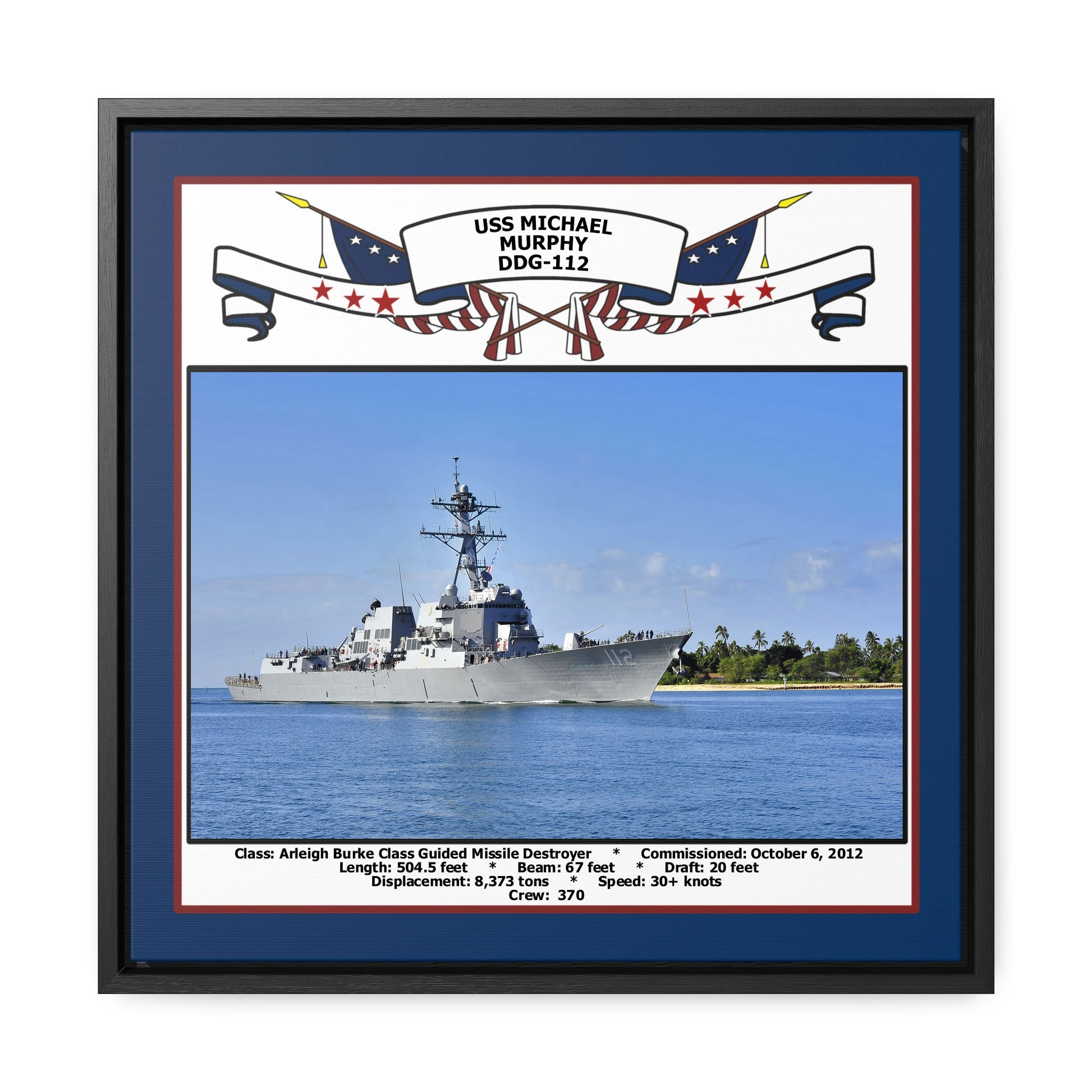 USS Michael Murphy DDG-112 Navy Floating Frame Photo Front View