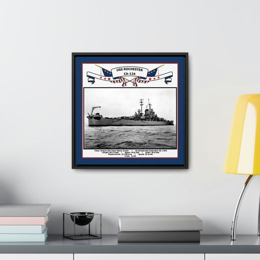 USS Rochester CA-124 Navy Floating Frame Photo Desk View