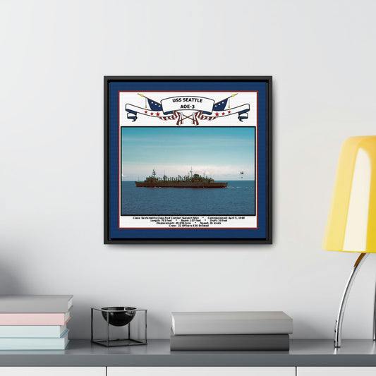USS Seattle AOE-3 Navy Floating Frame Photo Desk View