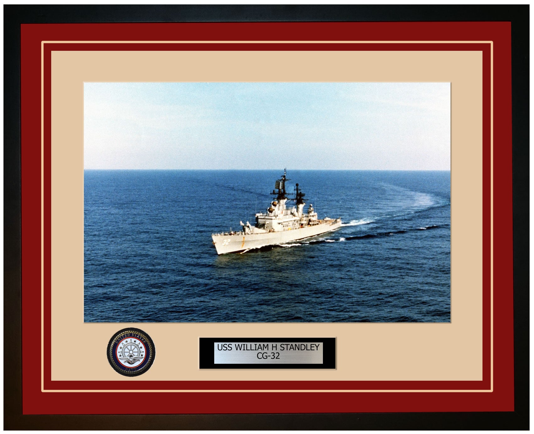 USS WILLIAM H STANDLEY CG-32 Framed Navy Ship Photo Burgundy