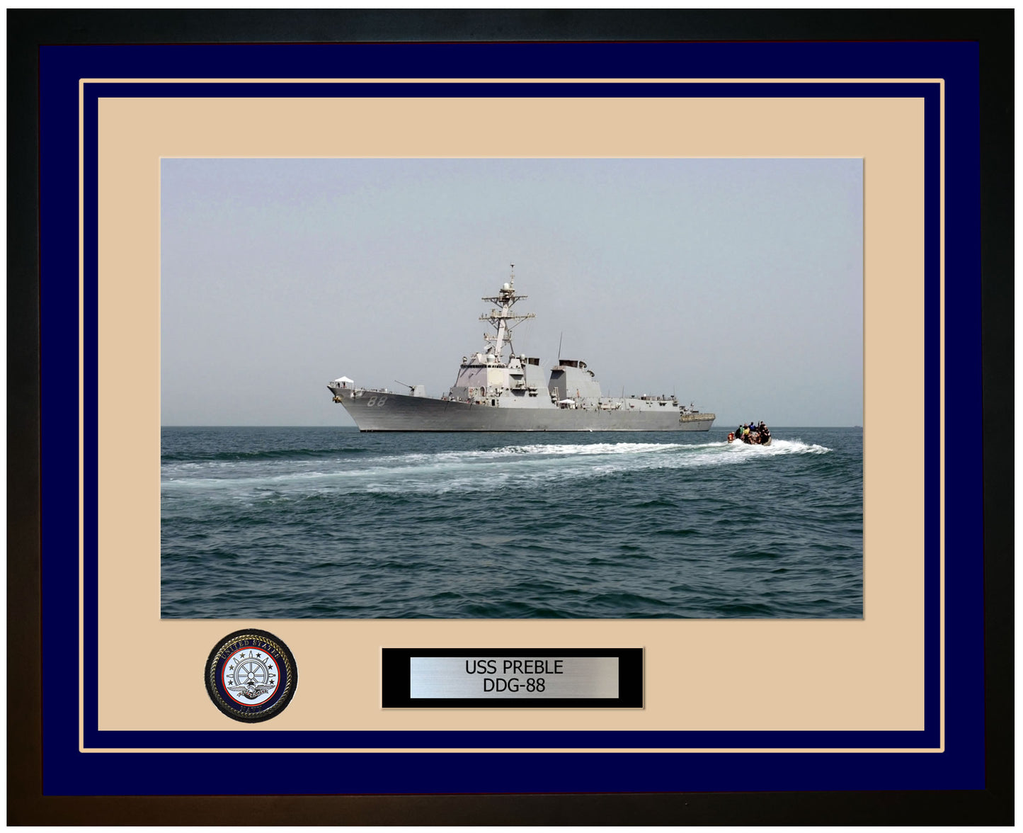 USS PREBLE DDG-88 Framed Navy Ship Photo Blue