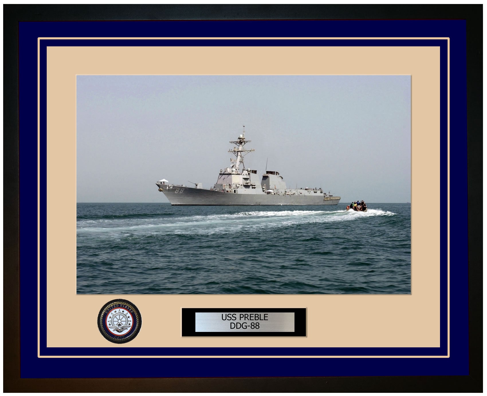 USS PREBLE DDG-88 Framed Navy Ship Photo Blue