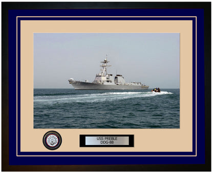 USS PREBLE DDG-88 Framed Navy Ship Photo Blue