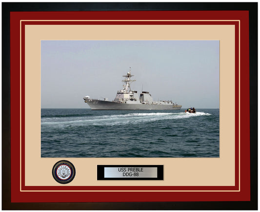 USS PREBLE DDG-88 Framed Navy Ship Photo Burgundy