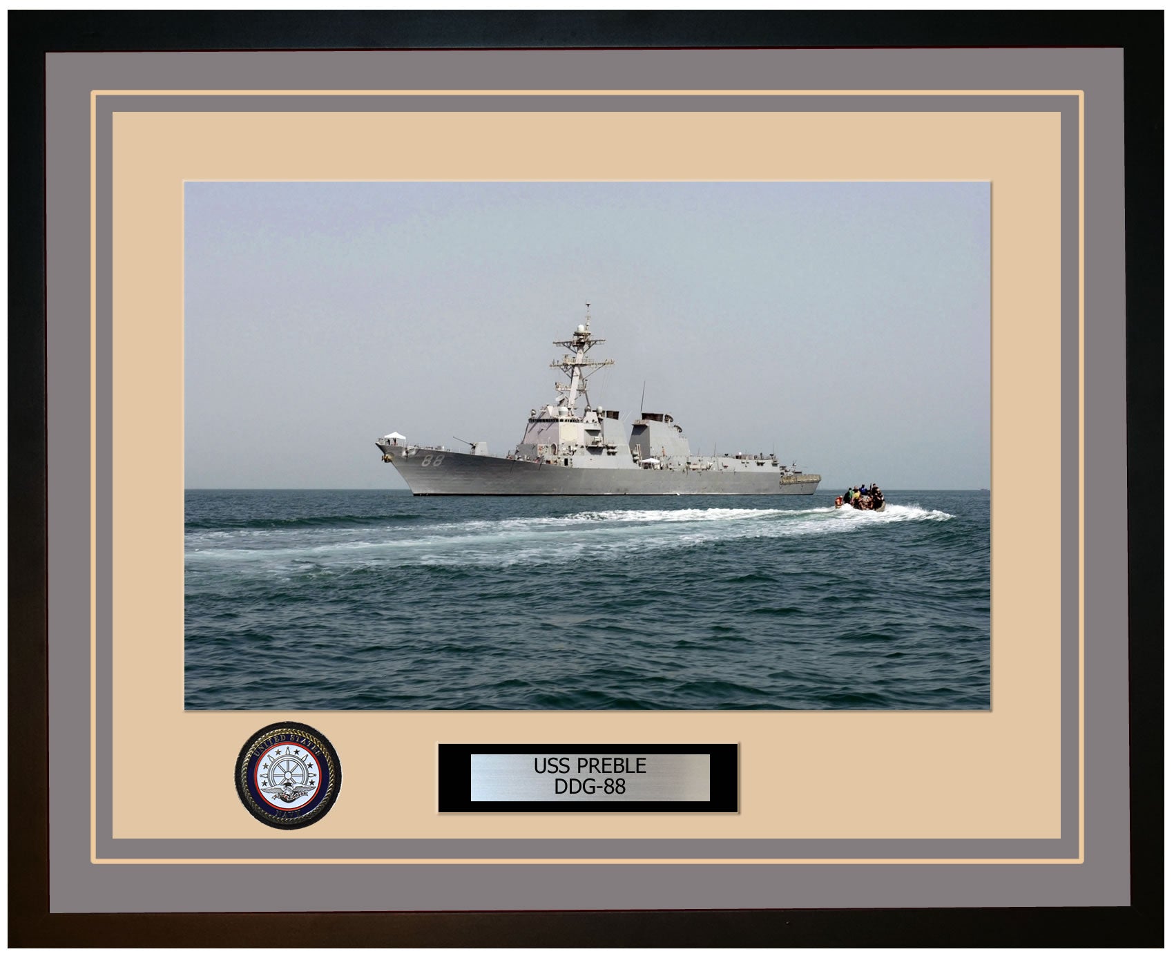 USS PREBLE DDG-88 Framed Navy Ship Photo Grey