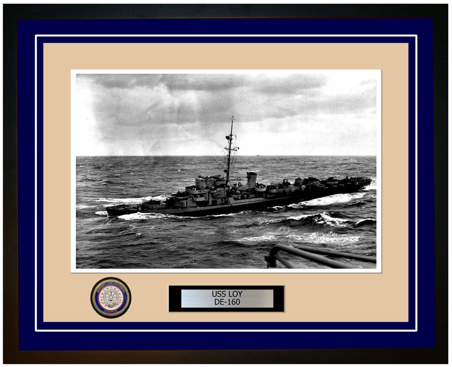 USS Loy DE-160 Framed Navy Ship Photo Blue