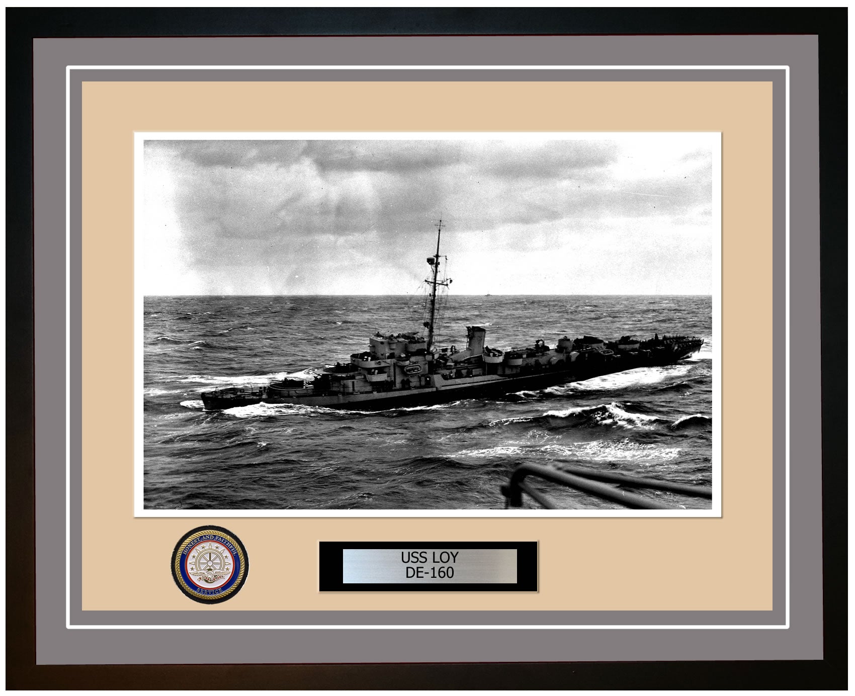 USS Loy DE-160 Framed Navy Ship Photo Grey