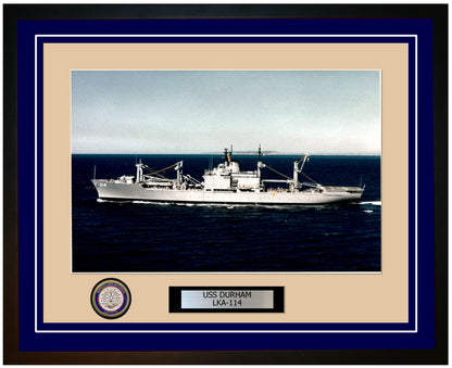 USS Durham LKA-114 Framed Navy Ship Photo Blue