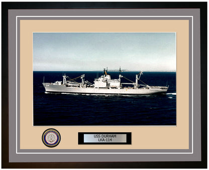 USS Durham LKA-114 Framed Navy Ship Photo Grey