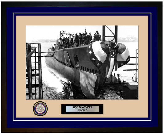 USS Blackfin SS-322 Framed Navy Ship Photo Blue