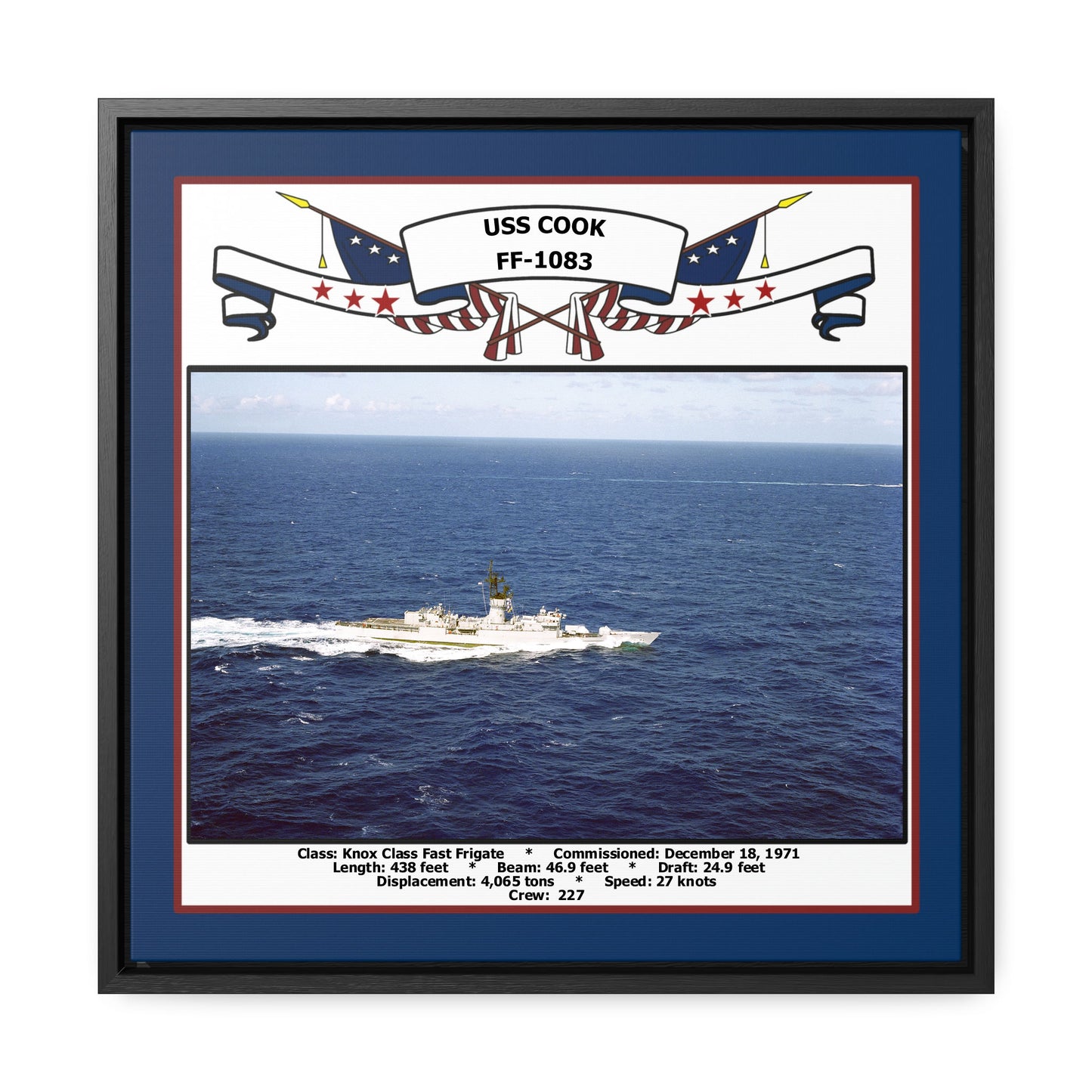 USS Cook FF-1083 Navy Floating Frame Photo Front View
